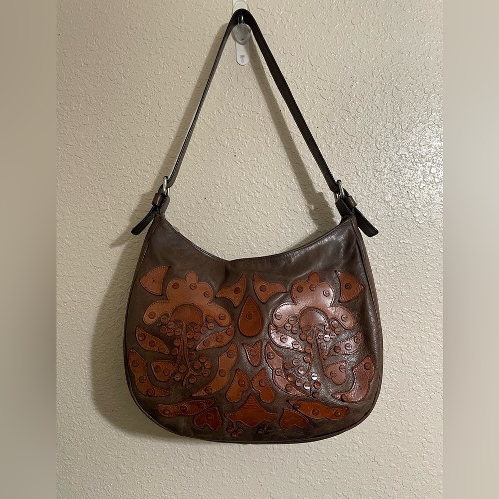 Leather boho shoulder purse